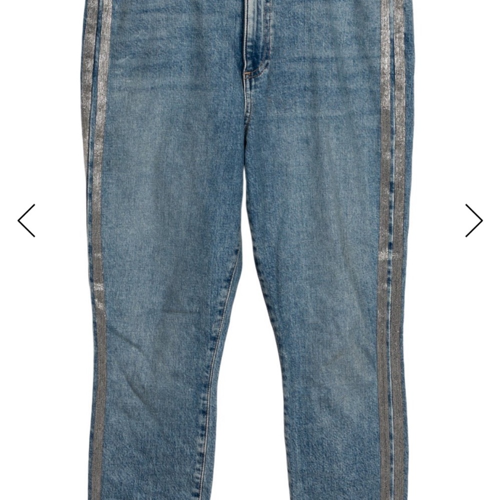 Alice + Olivia Blue Skinny Leg Jeans with Silver Accents